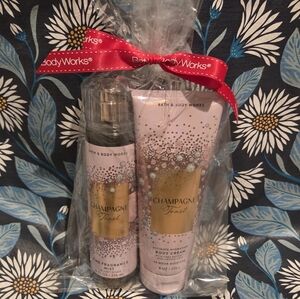 Bath & Body Works Champagne Toast Gift Set Full Size Body Cream And Mist 8oz NWT